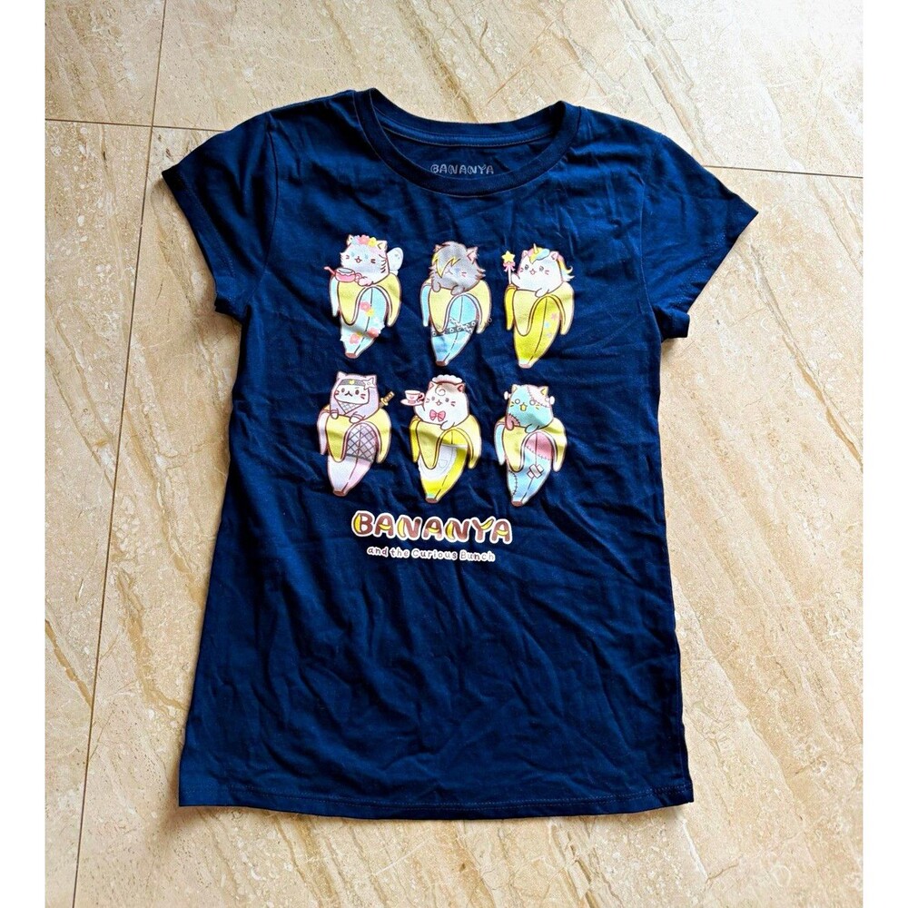 Crunchyroll Bananya and the Curious Bunch Blue T-Shirt Size L